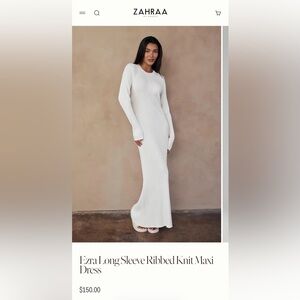 Zahraa Ezra Long Sleeve Ribbed Knit Maxi Dress